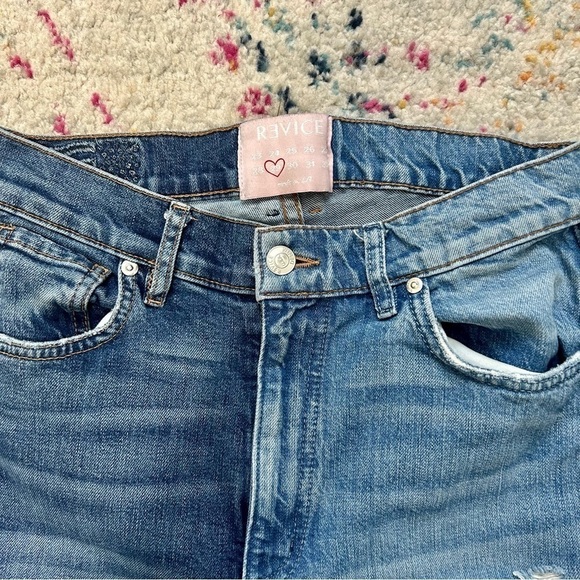 Revice Two Tone High Rise Distressed Jeans in Blue sz 29 - Picture 4 of 5
